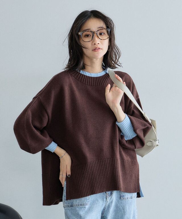 さかき屋さん シアバターオーバーサイズスリットニットプルオーバー
