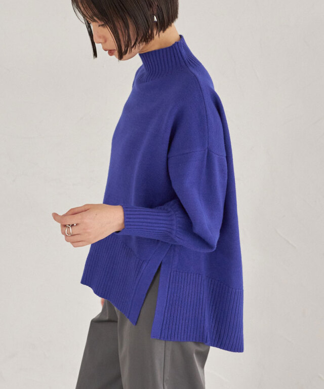 シアバターオーバーサイズスリットニットプルオーバー