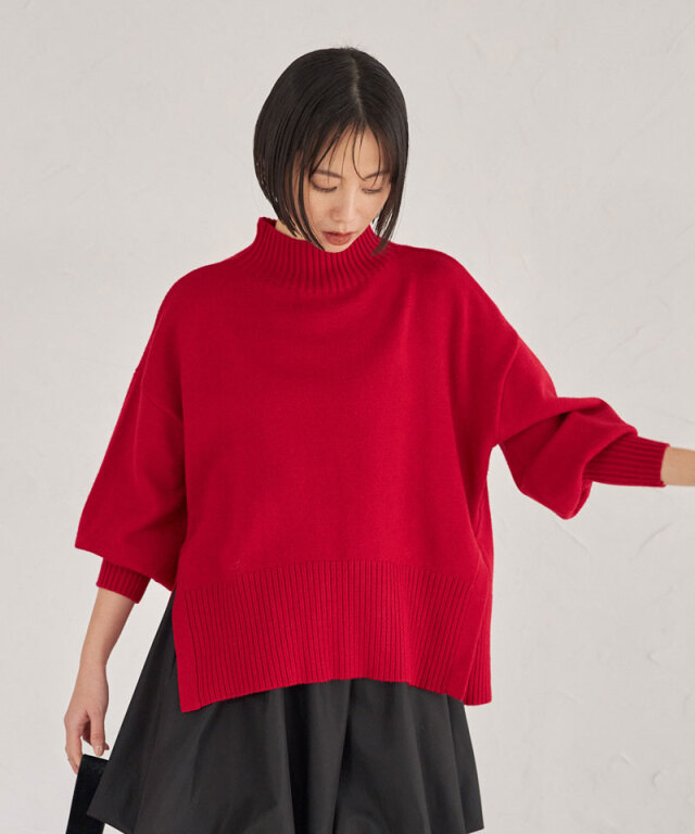 シアバターオーバーサイズスリットニットプルオーバー