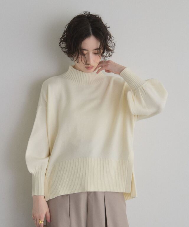 シアバターオーバーサイズスリットニットプルオーバー