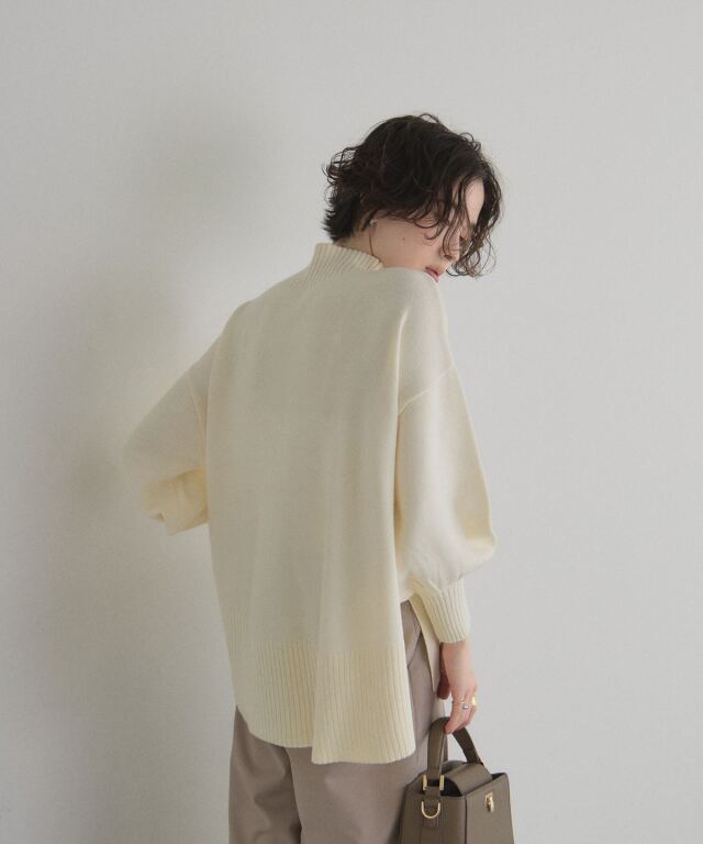 シアバターオーバーサイズスリットニットプルオーバー