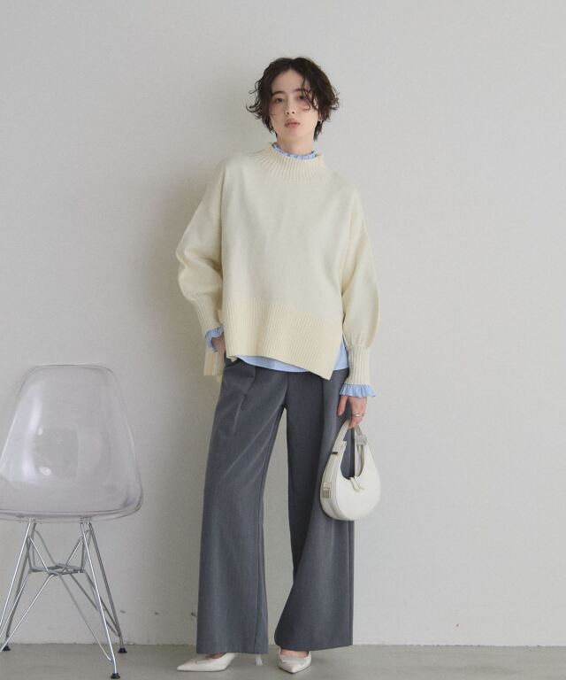 シアバターオーバーサイズスリットニットプルオーバー