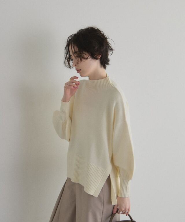 シアバターオーバーサイズスリットニットプルオーバー