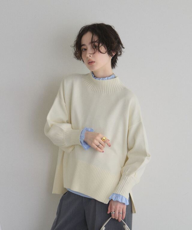 シアバターオーバーサイズスリットニットプルオーバー