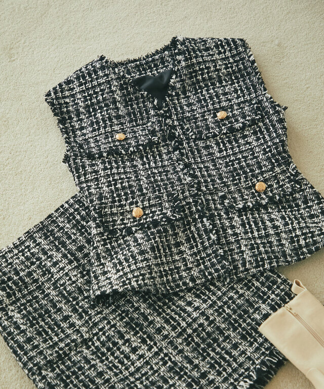 石井亜美さんコラボ】ツイードペプラムジレ 