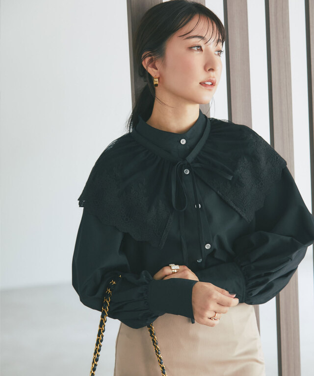 美品♡スタンブリーのジレ♡hlm ADORE yuumiさんコラボ】リバーレース襟セットスタンドカラーシャツ