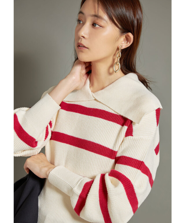 【SALE 拡大！】ビッグカラーボーダーニットプルオーバー※店舗販売日は10月23日～となります＊SALE品につき返品/交換/注文確定後の変更キャンセル不可＊