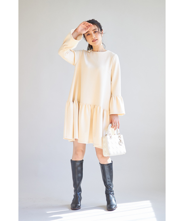 美品✨高田麻紀子着ドゥロワーワンピースエブ―ルブラミンク
