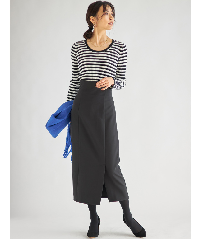 Deuxieme Classe ハイストレッチスカート 38 グレー ハイウエストストレッチタイトスカート