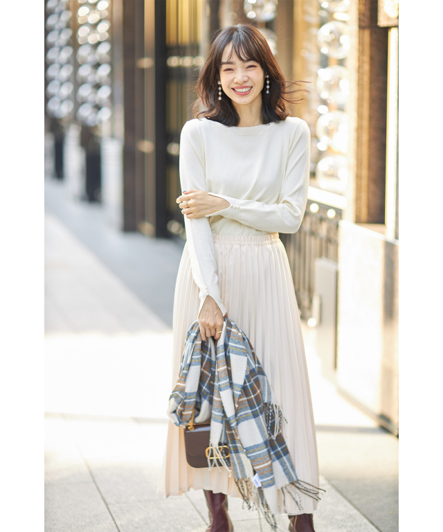 トップス v37f83 袖パールニットプルオーバー