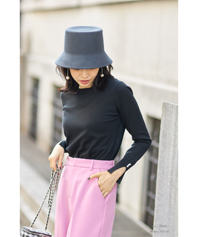 袖パールニットプルオーバー