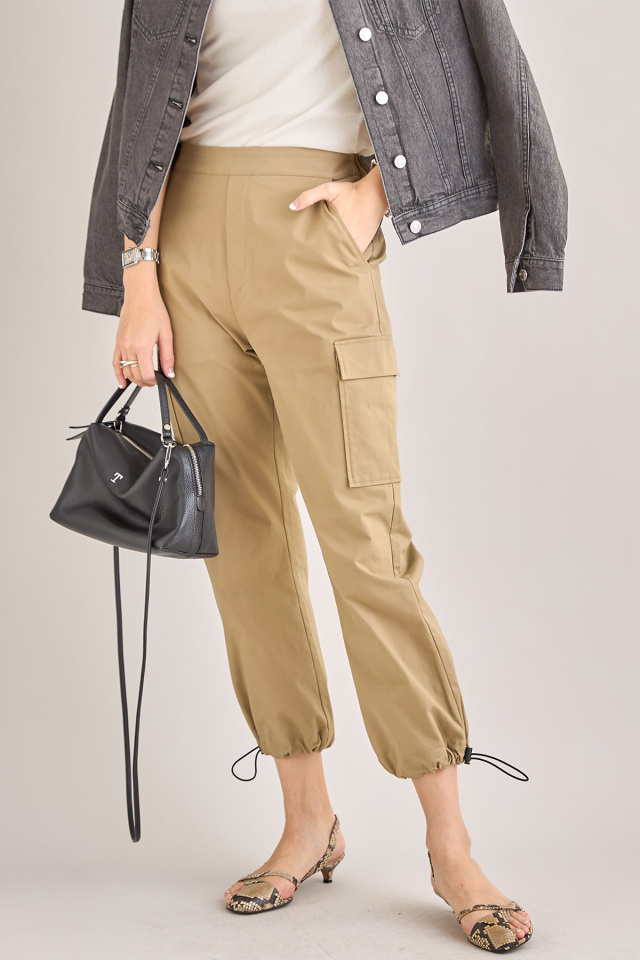 ALAIA◆コットンカーゴパンツ レッド ソリッドカラー ワイド イージー ベルトループポケット カーゴ