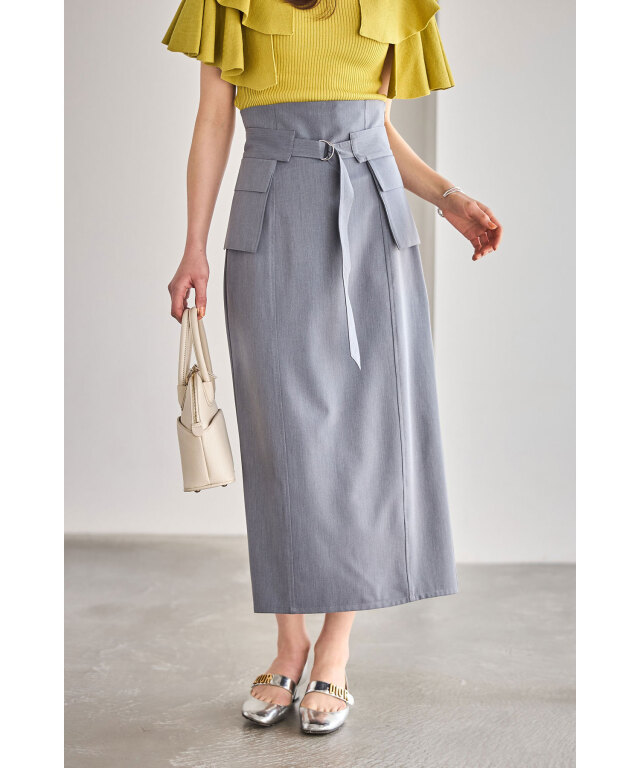 【SALE 拡大！】ポケット付きベルトナロースカート＊SALE品につき返品/交換/注文確定後の変更キャンセル不可＊