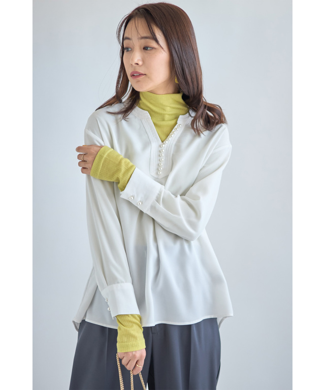 パールキーネックブラウス TONAL（トーナル）の「パールキーネックブラウス（シャツ/ブラウス