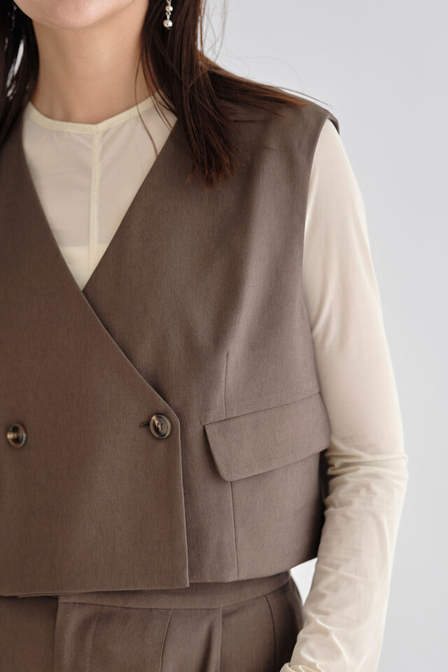 にこにこsmile カーリーショートベスト リバーシブル マシェリコラボ》ショートツイルベスト