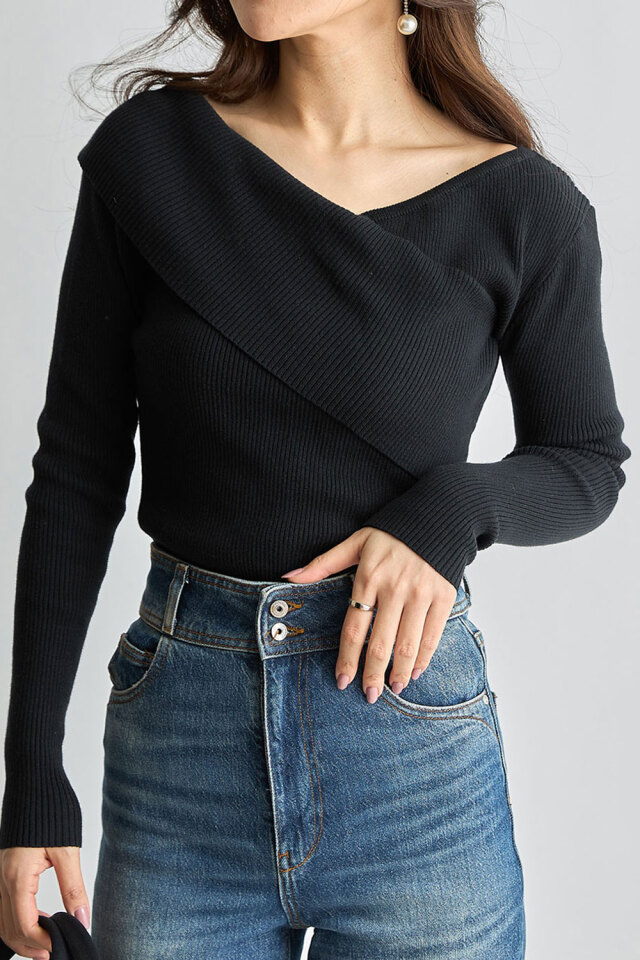 skinholictokyoさんコラボ】オフショルリブプルオーバー