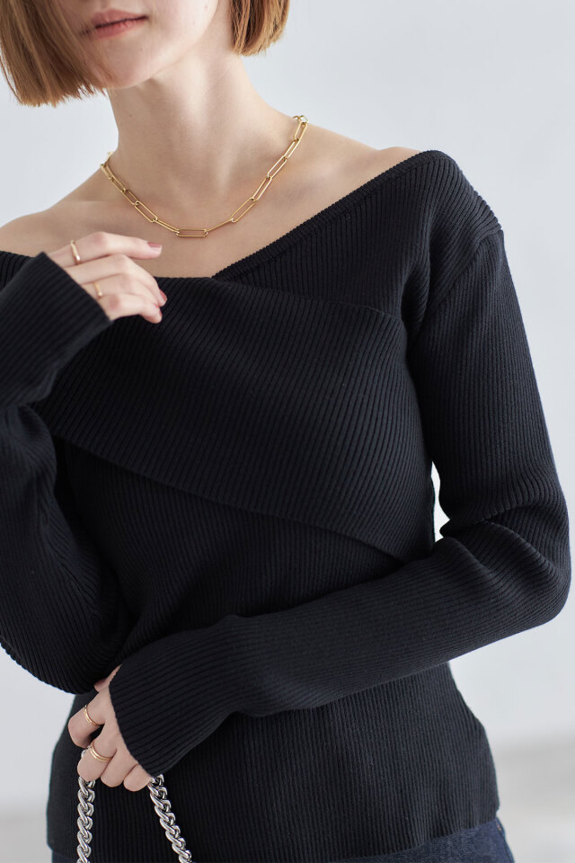 skinholictokyoさんコラボ】オフショルリブプルオーバー