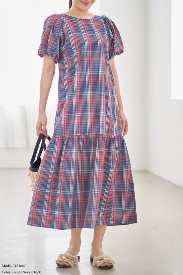 Deveaux マドラスチェックワンピース Deveaux マドラスチェックワンピース