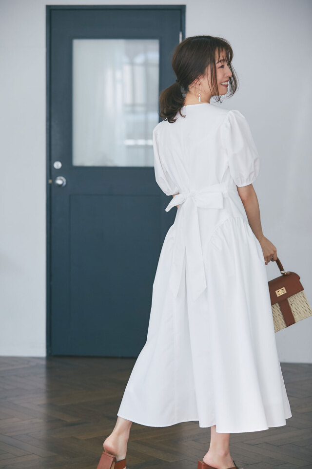 石井亜美さんコラボ】ウエストリボンブロードワンピース 