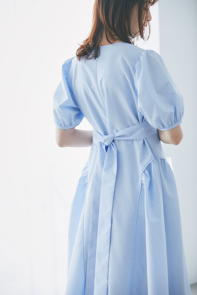 ブロードウエストリボンギャザーワンピース 石井亜美さんコラボ】ウエストリボンブロードワンピース