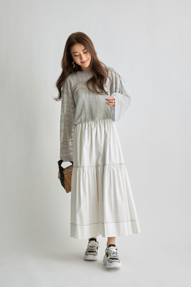 【キトリ】Loungedress  異素材ストライプニットプルオーバー 異素材ストライプニットプルオーバー[品番：EHEW0038230]｜AMERICAN