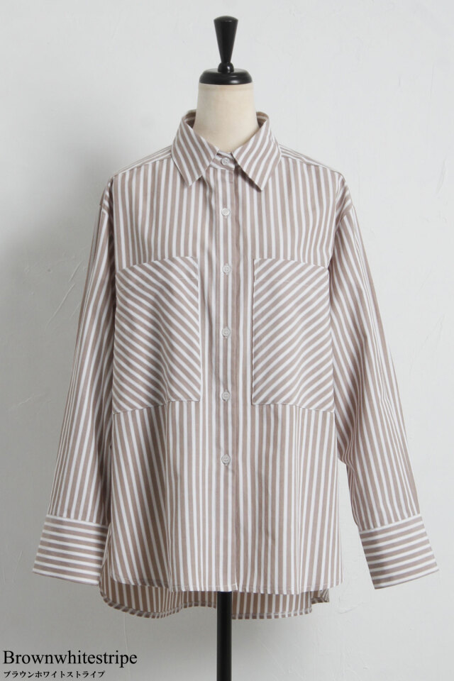 ビッグポケットストライプシャツ