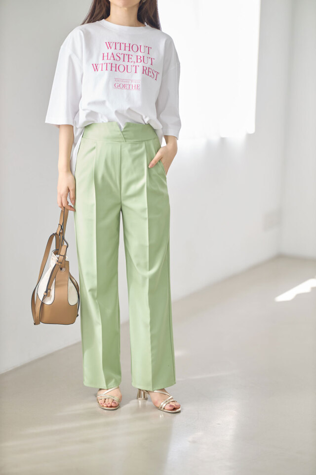 ロンハーマン  エブール  ビスコツイルハイウエストベルテッドパンツ クロスハイウエストベルトパンツ