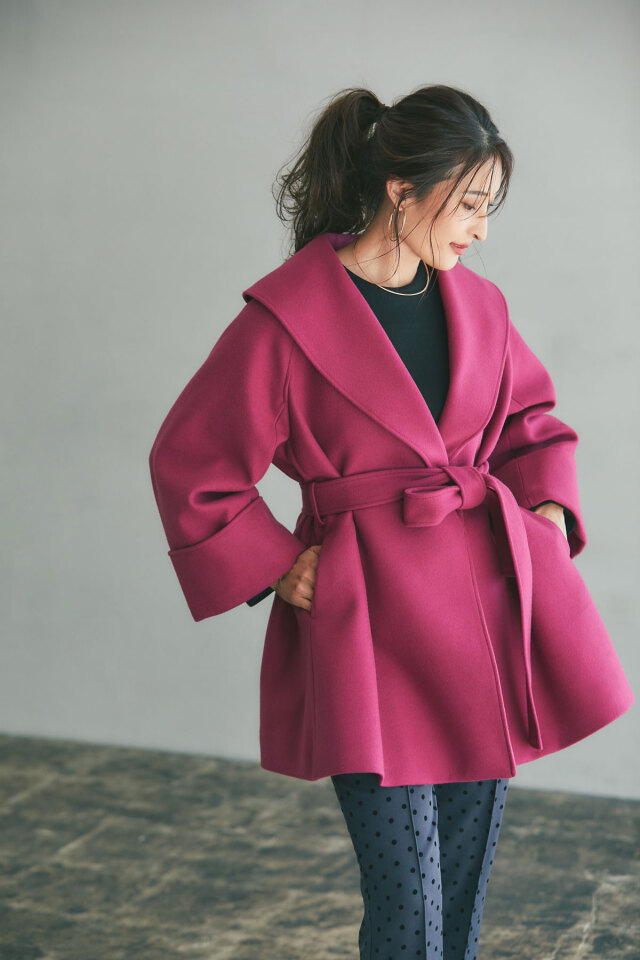 TONAL おいしい カタログ掲載品 ビーバーノーカラーガウンコート 