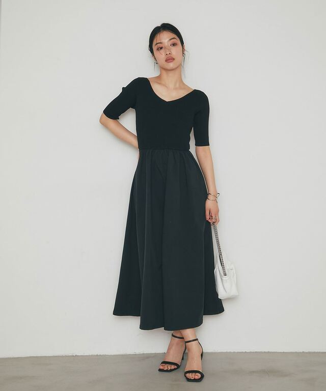 前後2WAYシャリニットドッキングワンピース 前後2WAYシャリニットドッキングワンピース