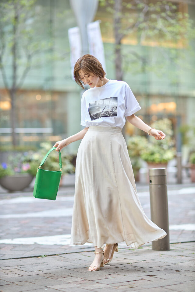 冨張愛さん着用】コットンライクフレアマーメイドスカート