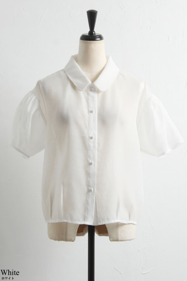 yuumiさんコラボ】バルーンスリーブシアーブラウス