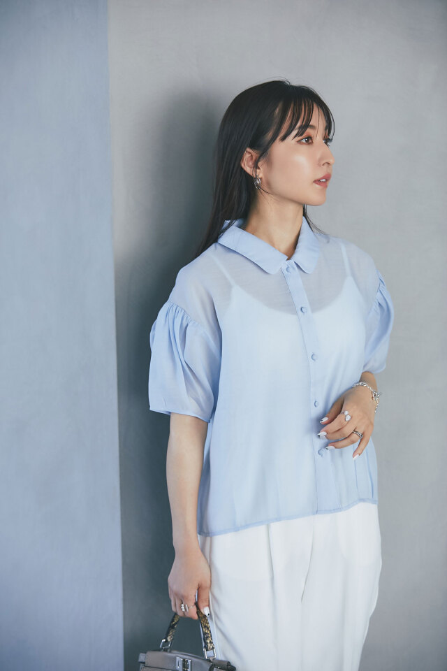 バルーンスリーブシアーブラウス select MOCA（セレクトモカ） ブラウス シャツ バルーンスリーブシアー