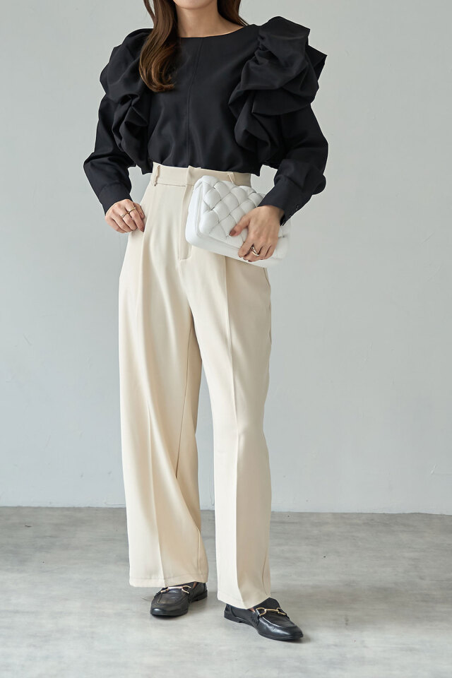 【美品】NASCOキュシュドロアー タックワイドパンツ