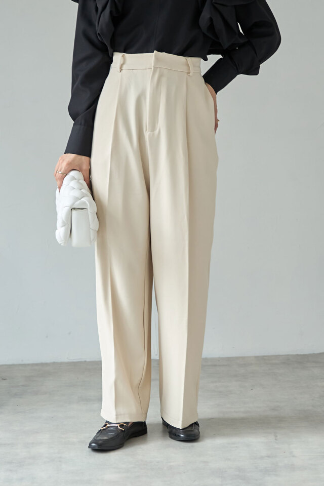 古着 デザイン スラックス アイボリー タックパンツ ワイドパンツ 古着 デザイン スラックス アイボリー タックパンツ ワイド