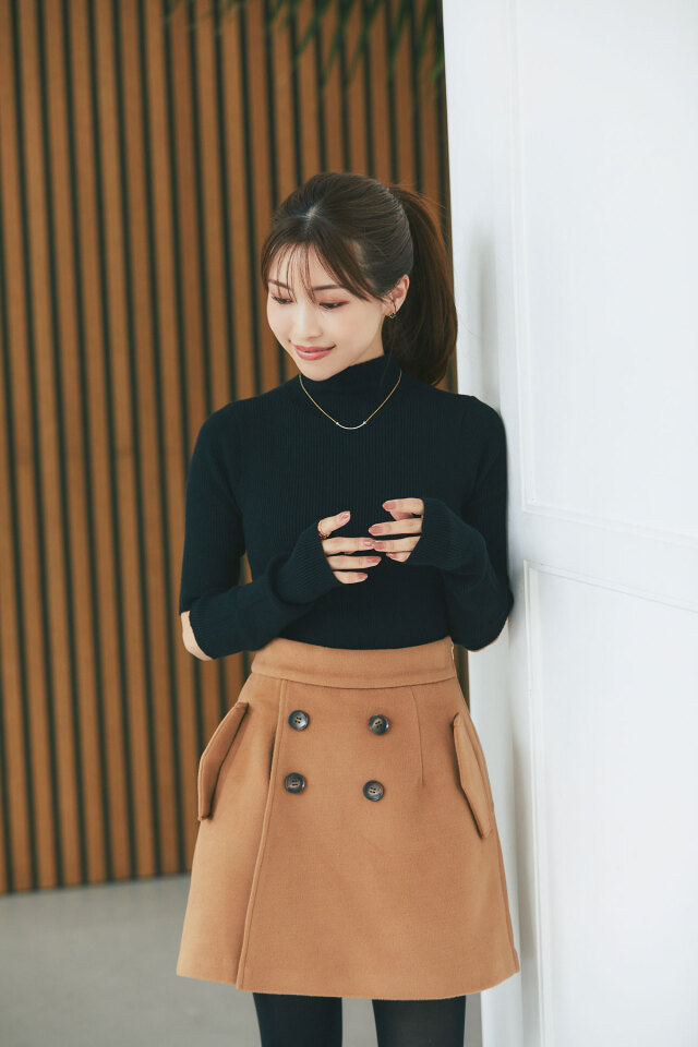 マシェリコラボ】2WAYアームウォーマー付きリブニットプルオーバー