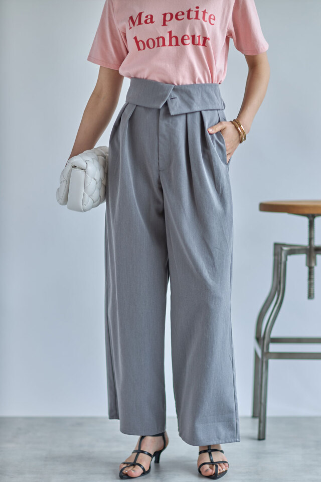 ウエストデザインタックワイドパンツ※一部店舗のみ入荷