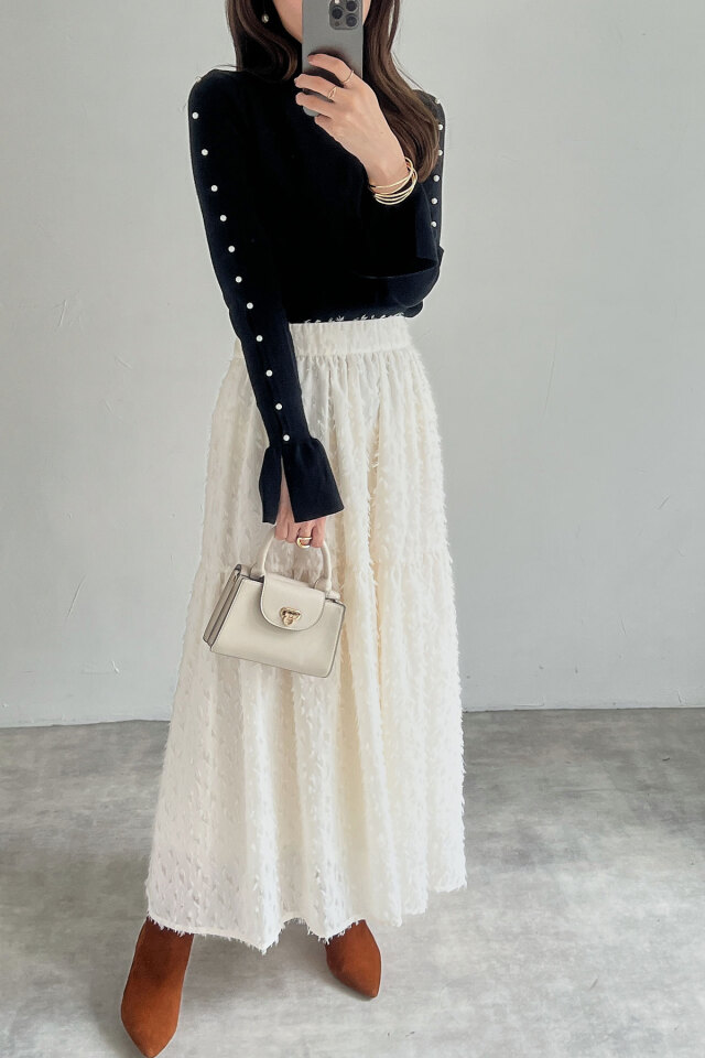 フリンジジャガードスカート 