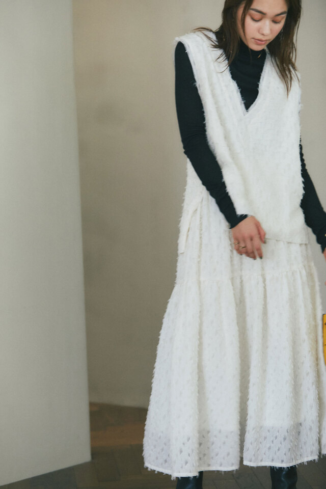 フリンジジャガードスカート 