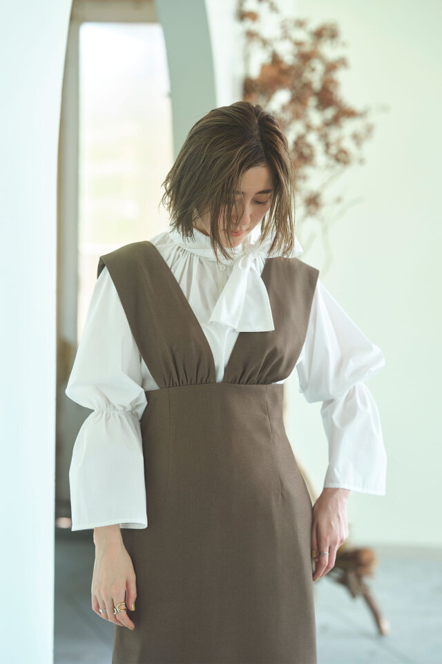 ハイウエストジャンスカ Apuweiser-riche パイピングハイウエスト  