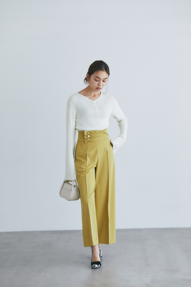 pomme d'amour ラインストーンフレアスリーブニット ivory original/再入荷】rhinestone flare sleeve knit(ivory) | POMME