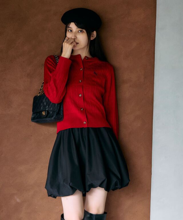 エンブロイダリーケーブルニットカーディガン