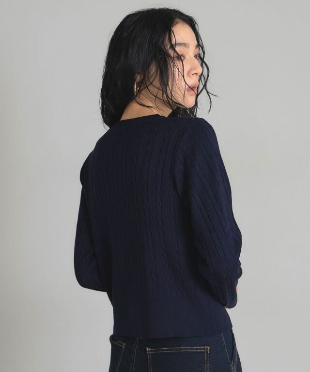 エンブロイダリーケーブルニットカーディガン