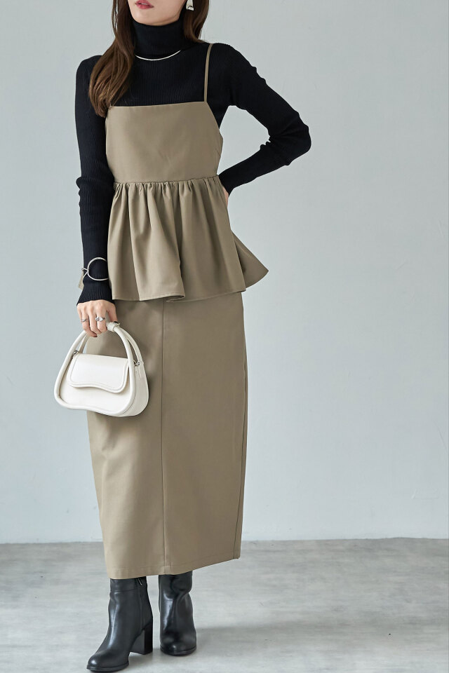 ストライプ/無地キャミチュニック（セットアップ対応）