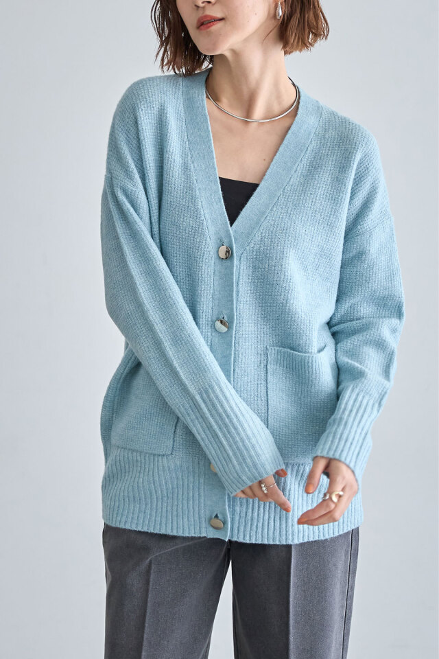 モヘアカーディガン　L ホワイト　white　パピロン　白 5-1 LACOSTE カーディガン 「LACOSTE for BEAUTY＆YOUTH」 1トーン