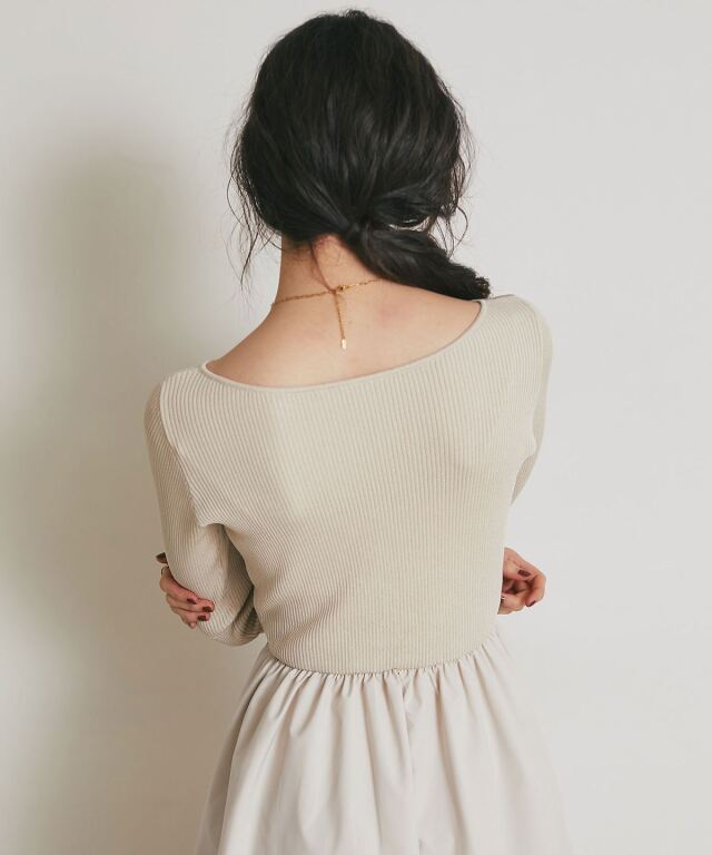 前後2WAYシャリニットドッキングワンピース（長袖）