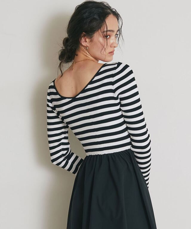 前後2WAYシャリニットドッキングワンピース（長袖）