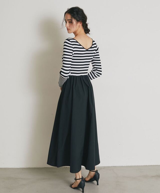 前後2WAYシャリニットドッキングワンピース（長袖）