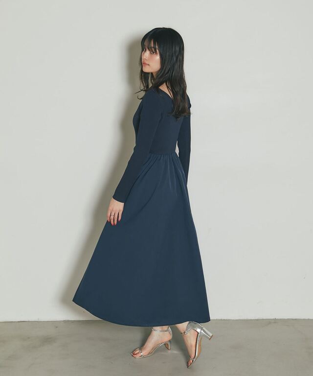 前後2WAYシャリニットドッキングワンピース（長袖）