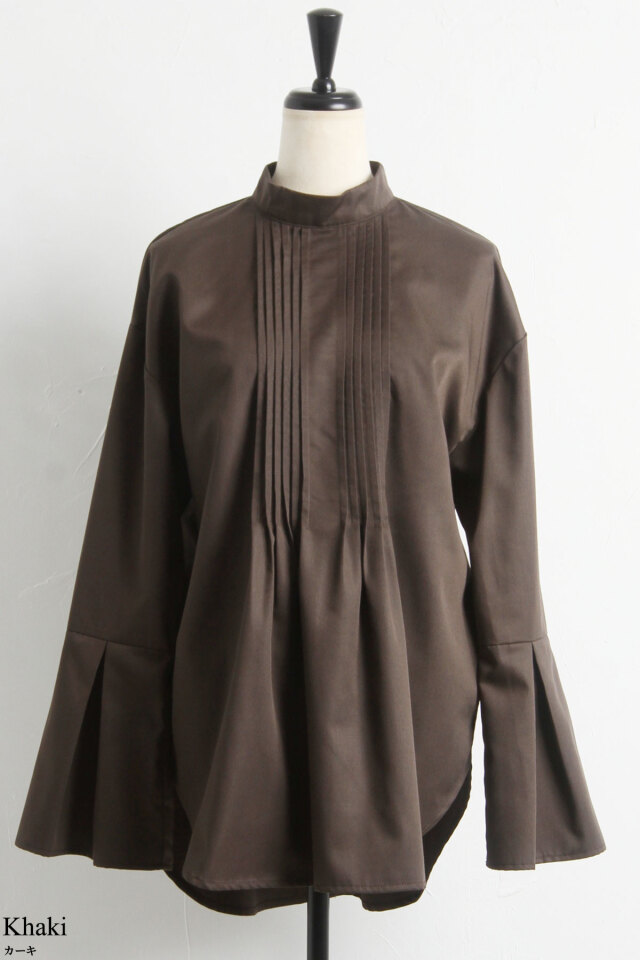 ベルスリーブピンタックブラウス