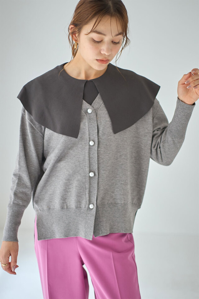 グレー Vネックカーディガン SHIPS: アルパカ ガーター Vネック カーディガン｜ SHIPS 公式サイト